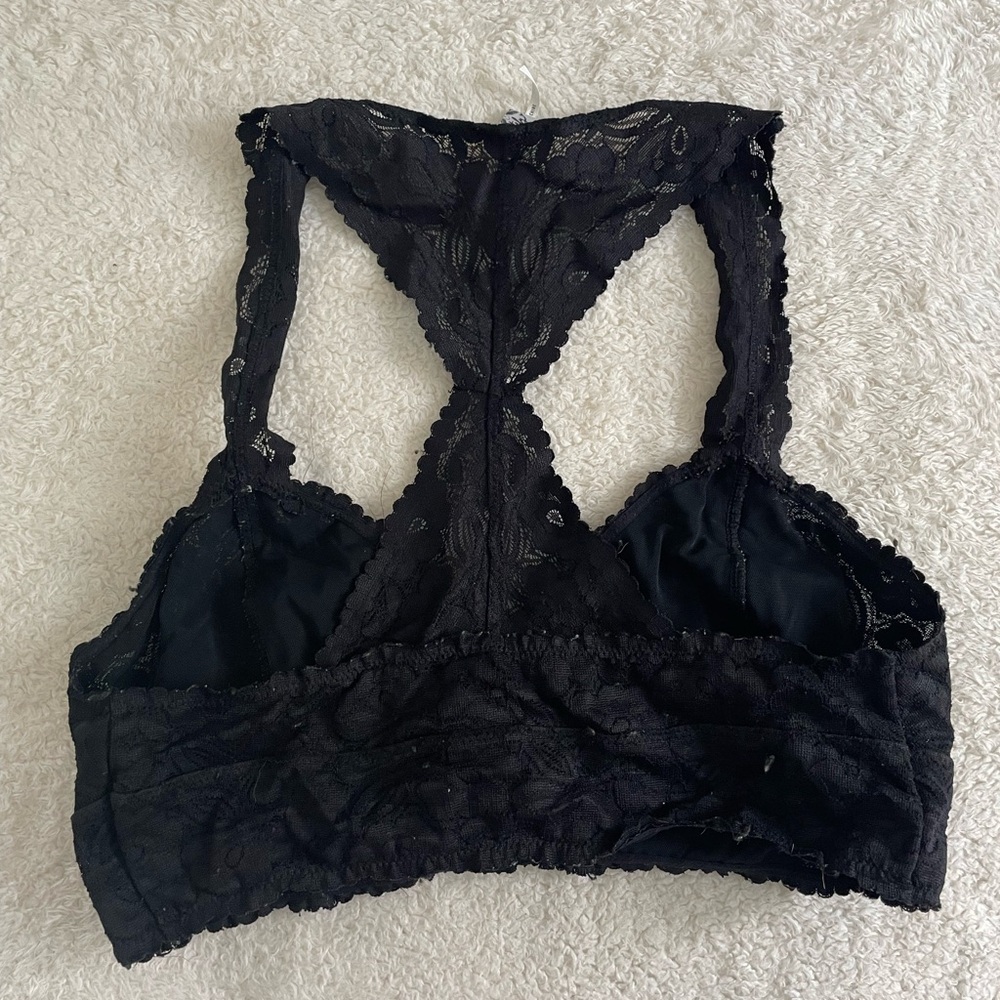Free People Black Lace Racerback Bralette